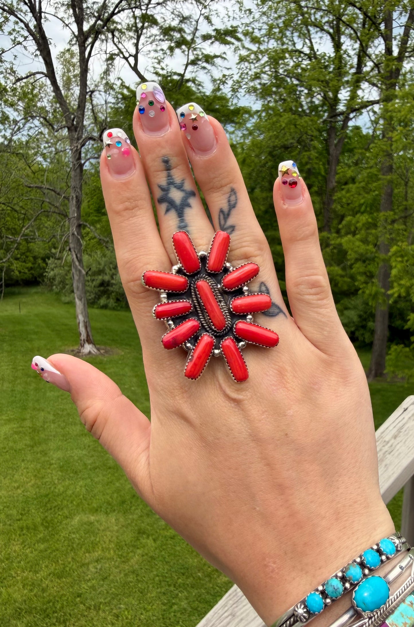 Coral Cluster Statement Ring, adjustable