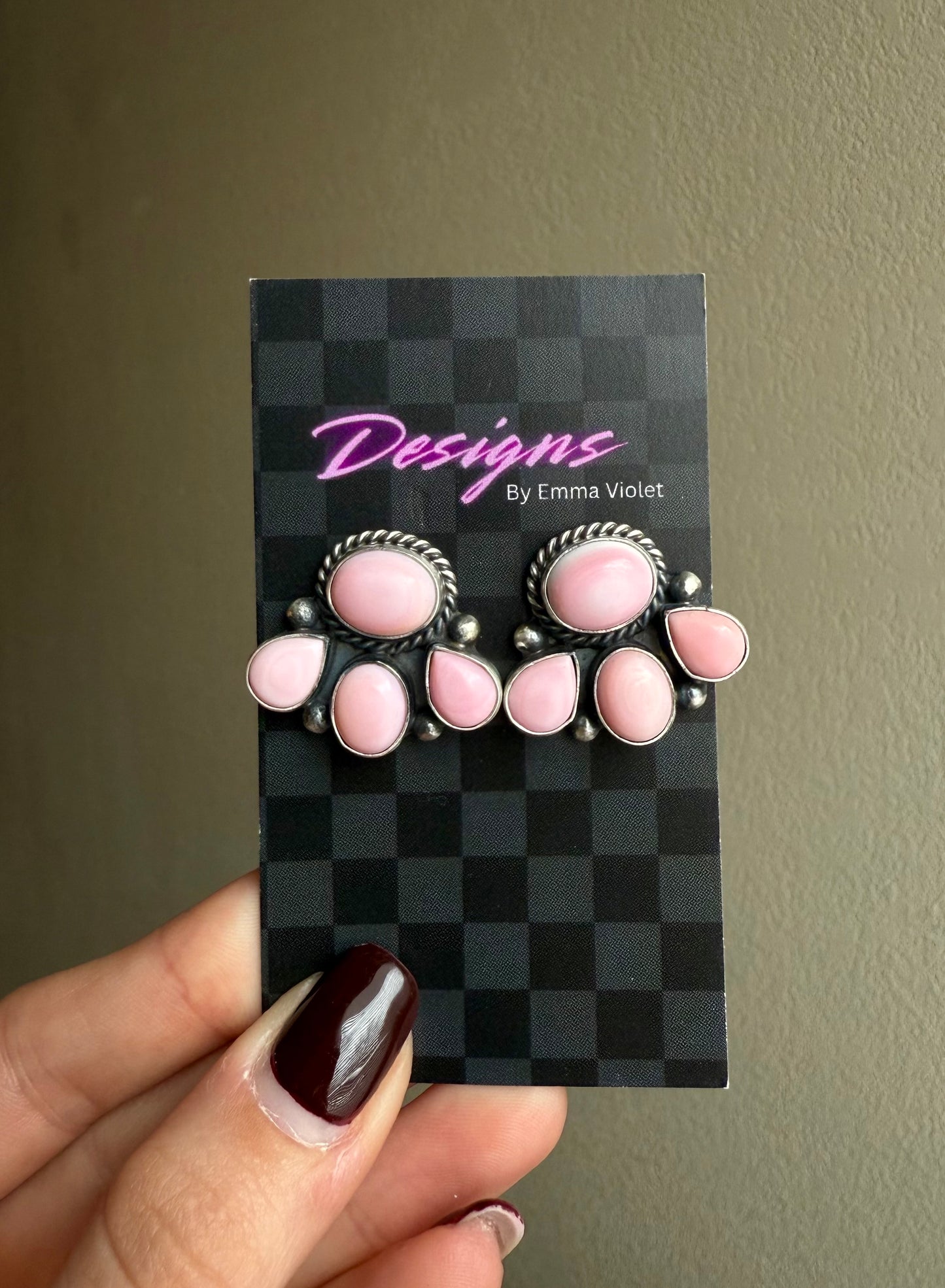 Pink Conch Cluster Studs