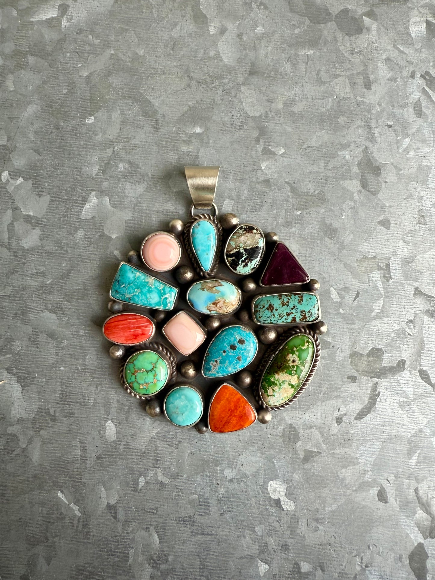 Large Multi Stone Cluster Pendant