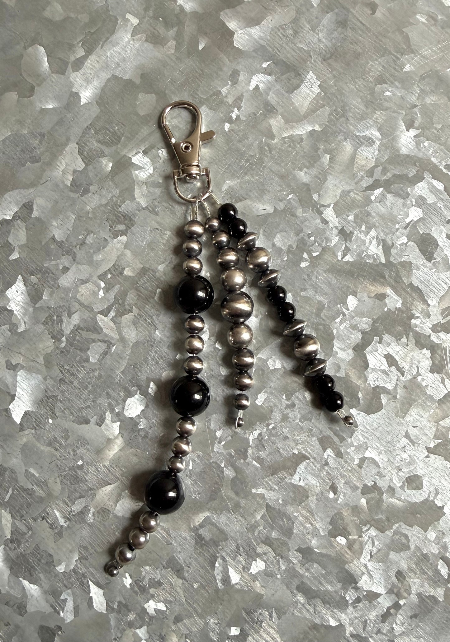 Black Onyx & Pearls Keychain