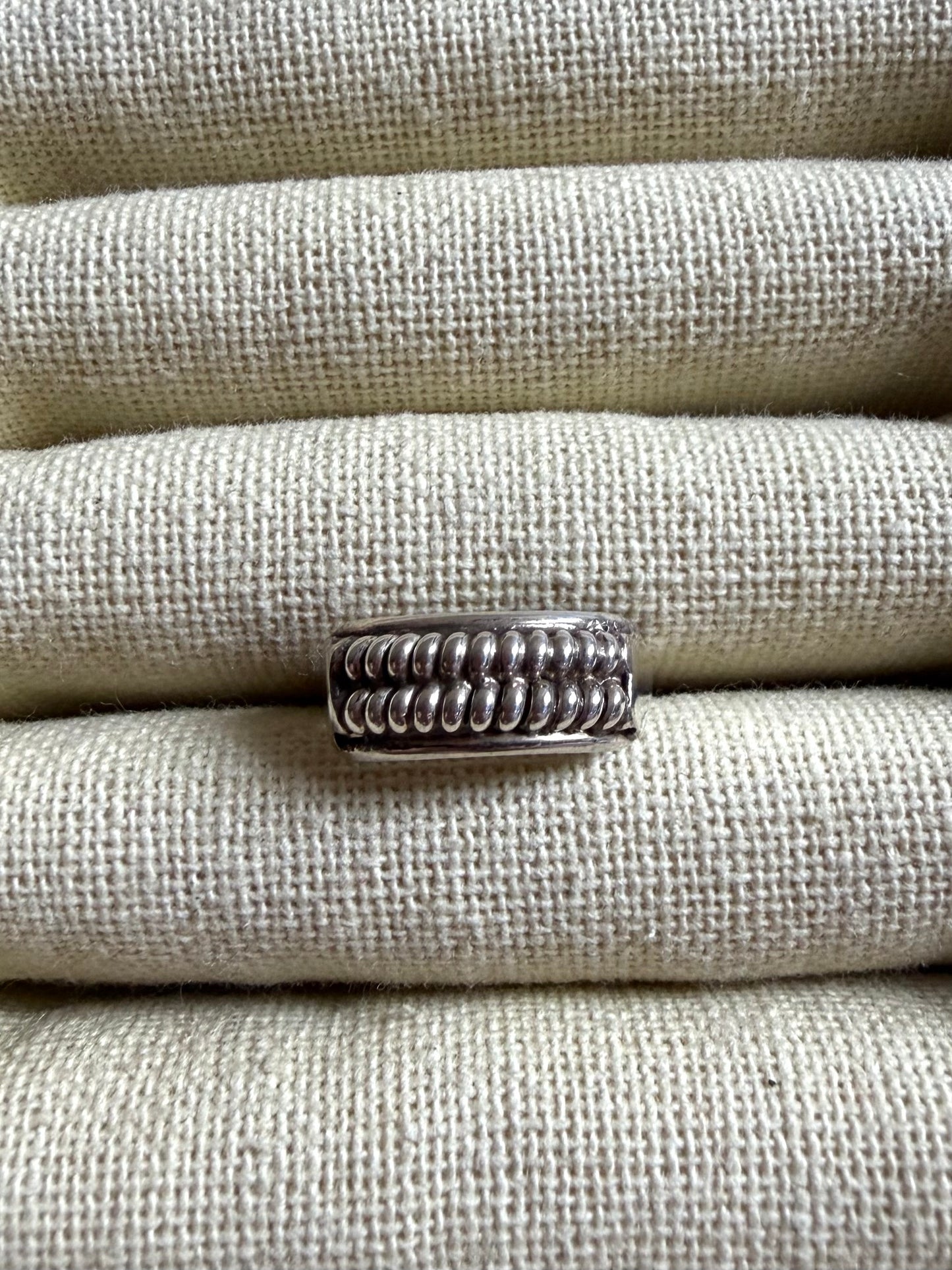 Silver Detail Ring, size 9