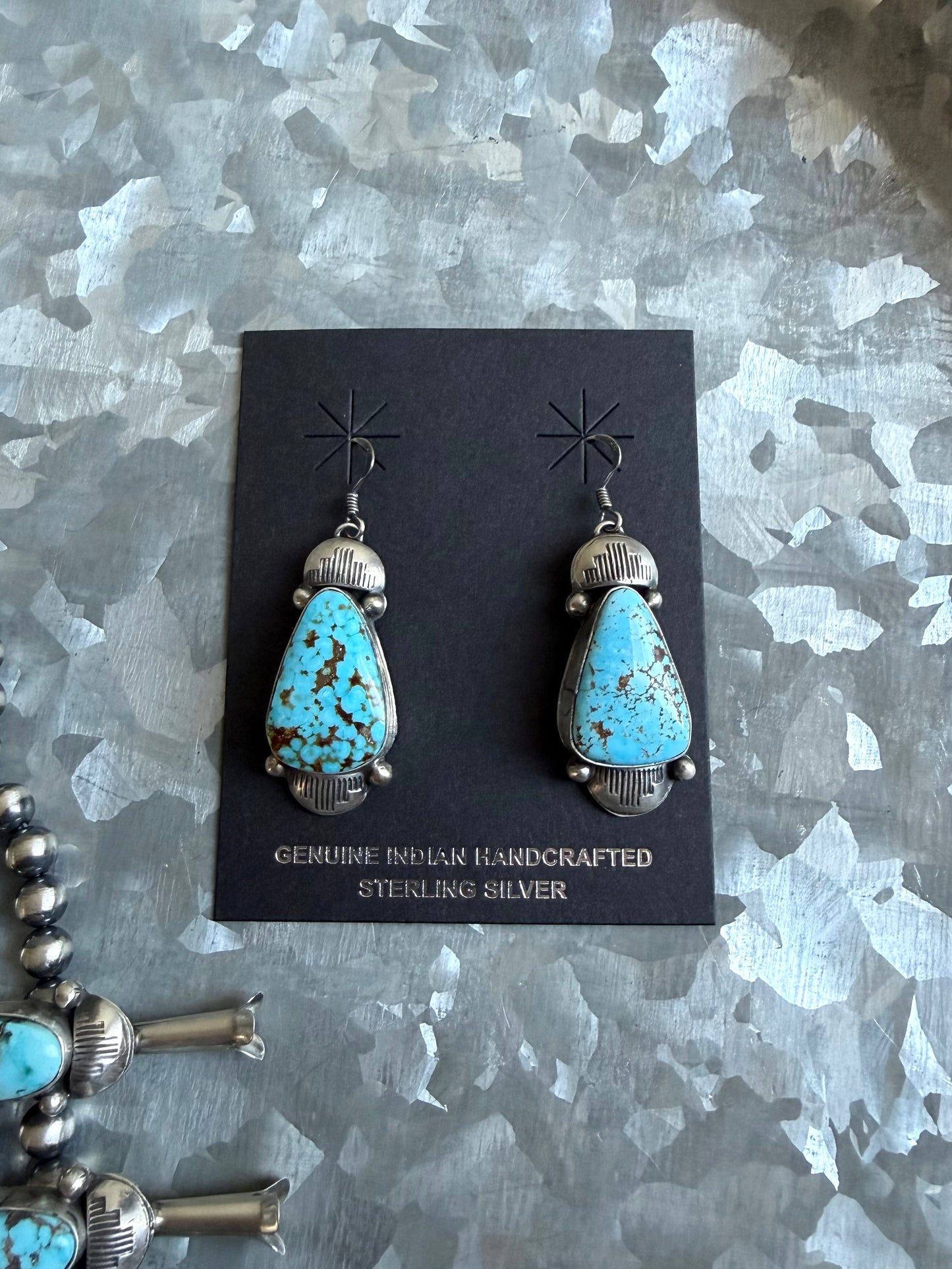 White Water Turquoise - Native Made Squash Blossom