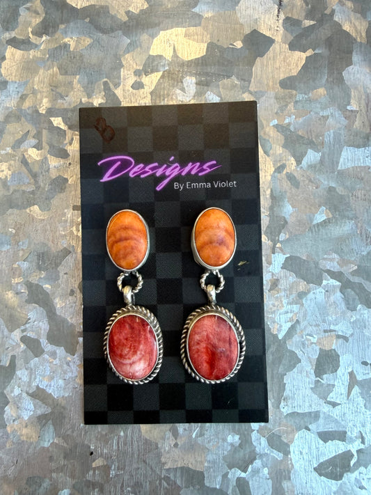 Red & Orange Spiny Post Dangles