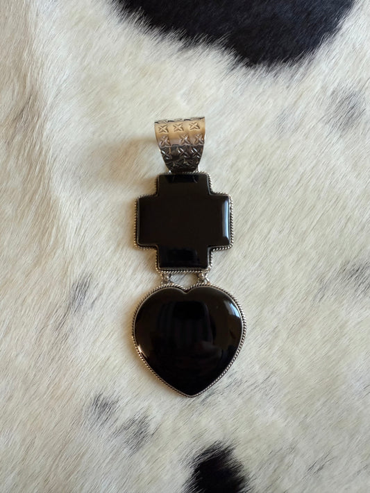 Black Onyx Bleeding Heart Pendant
