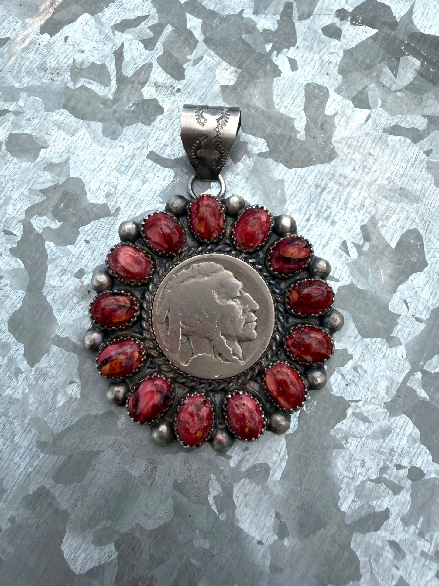 Red Spiny Buffalo Pendant