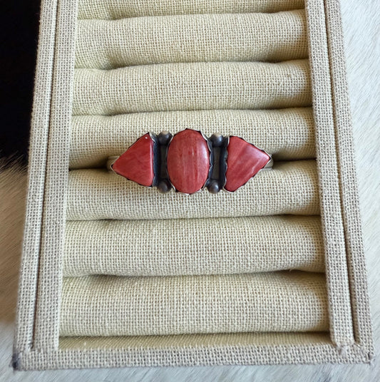 Red Spiny 3 Stone Cuff