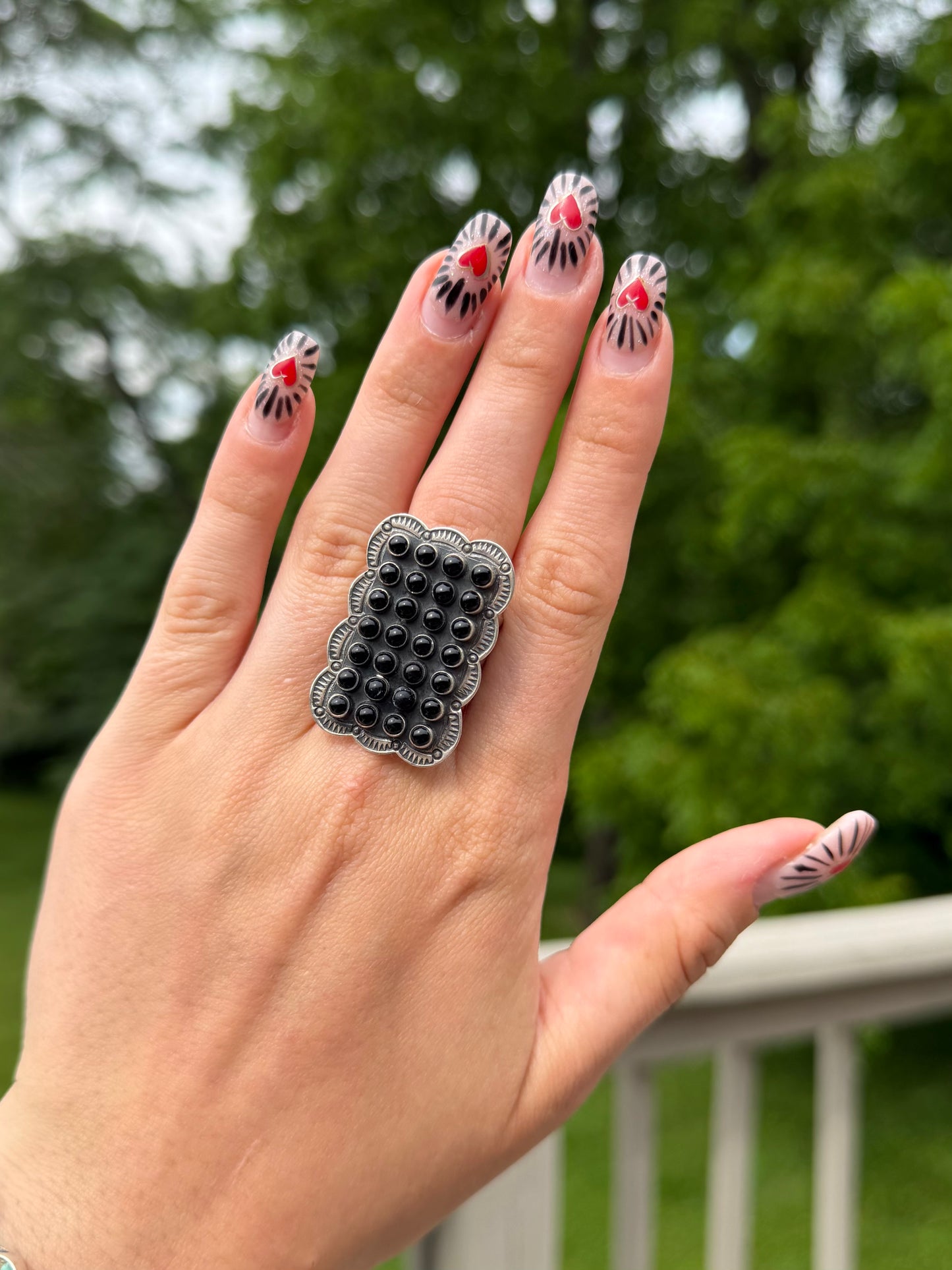 Black Onyx Snake Eye Ring, adjustable