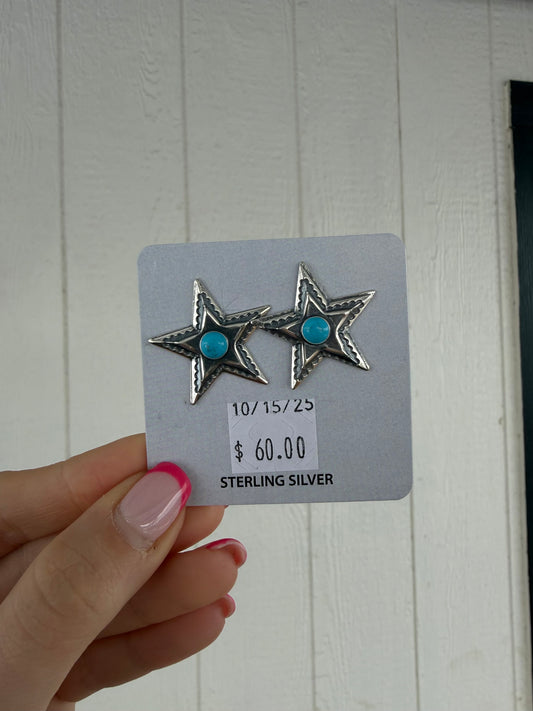 Large Star Studs with Turquoise