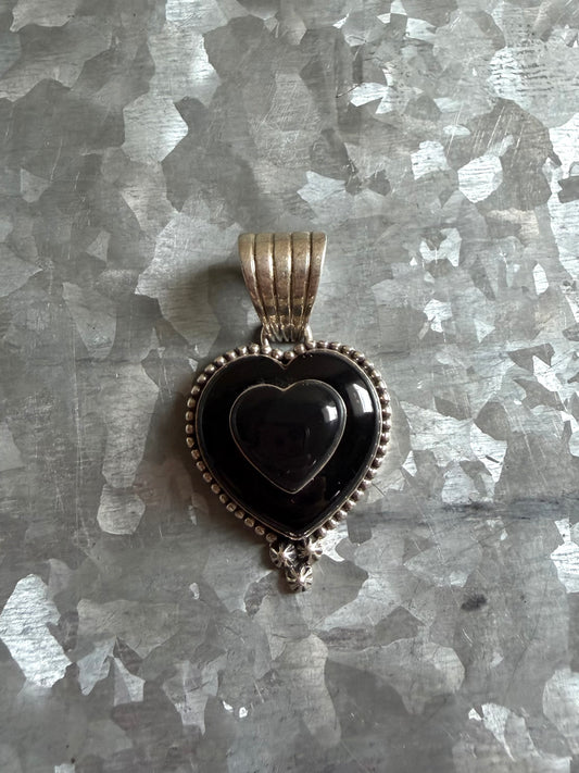 Black Onyx Heart Pendant