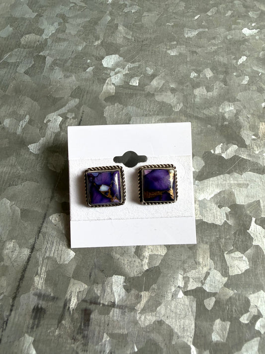 Purple Dahlia Studs