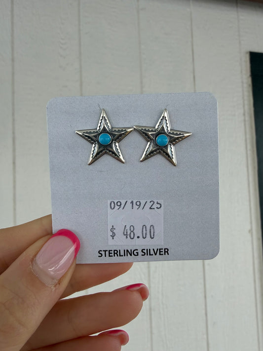 Small Star Studs with Turquoise