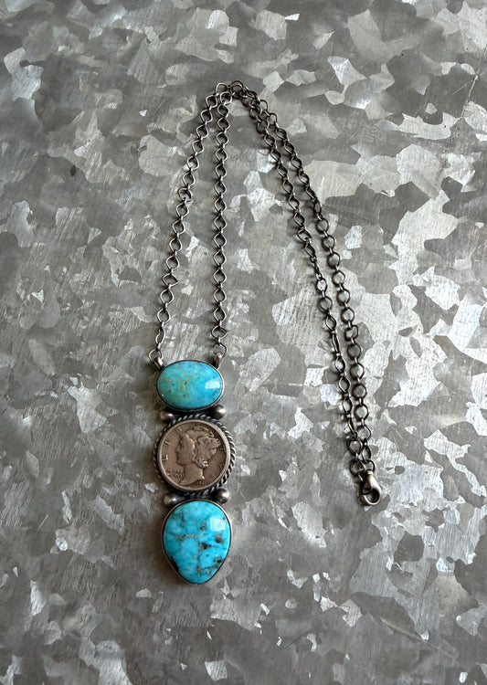 Liberty Dime with Kingman Turquoise