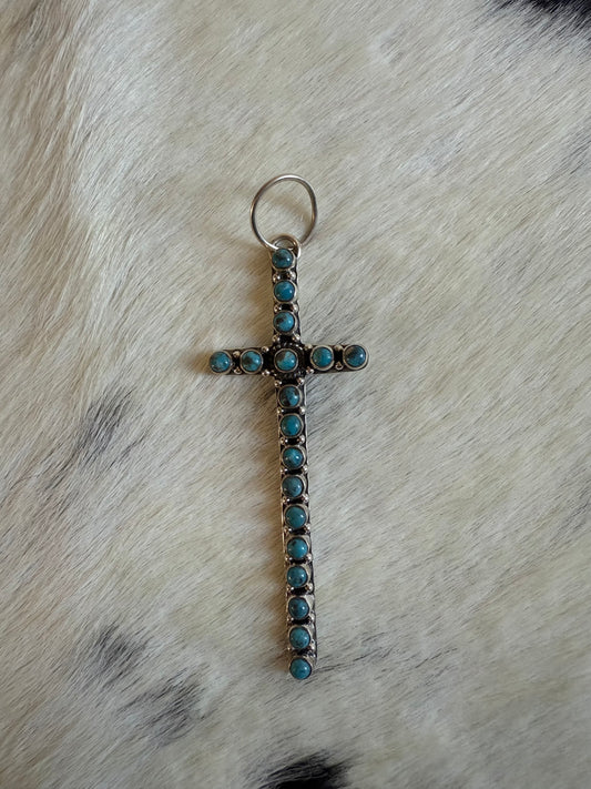 Kingman Turquoise Cross Pendant