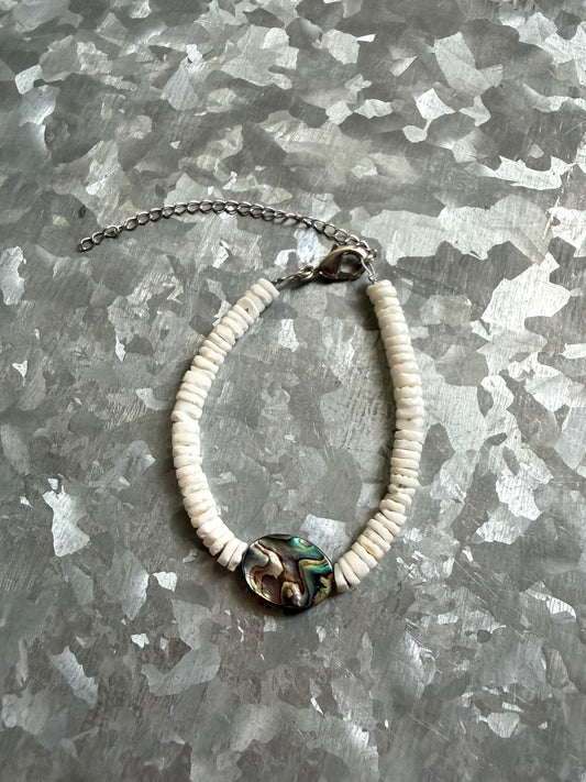 White Shell & Abalone Bracelet/ Anklet