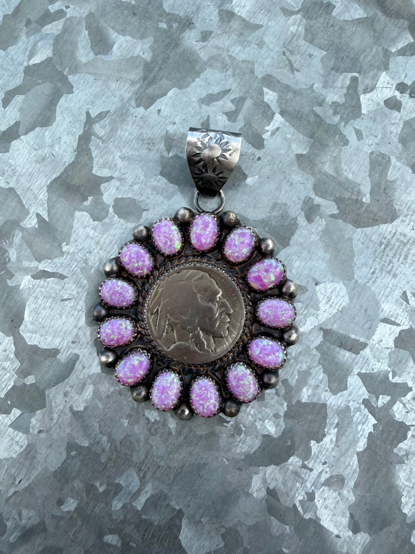 Pink Opal Buffalo Pendant