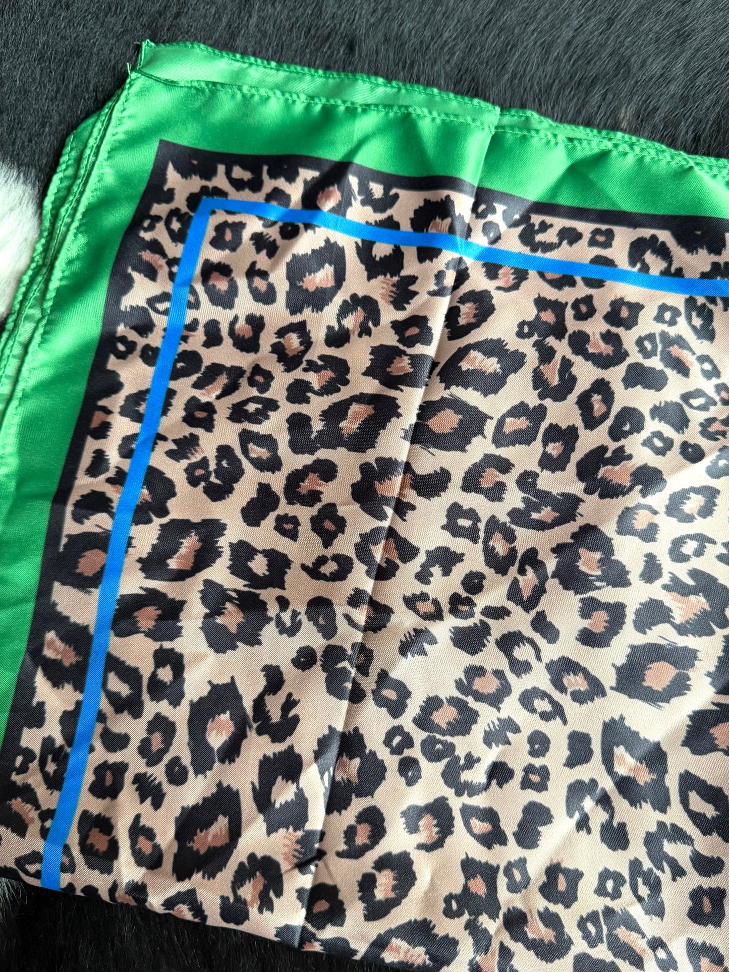 Cheetah with Green & Blue Wild Rag
