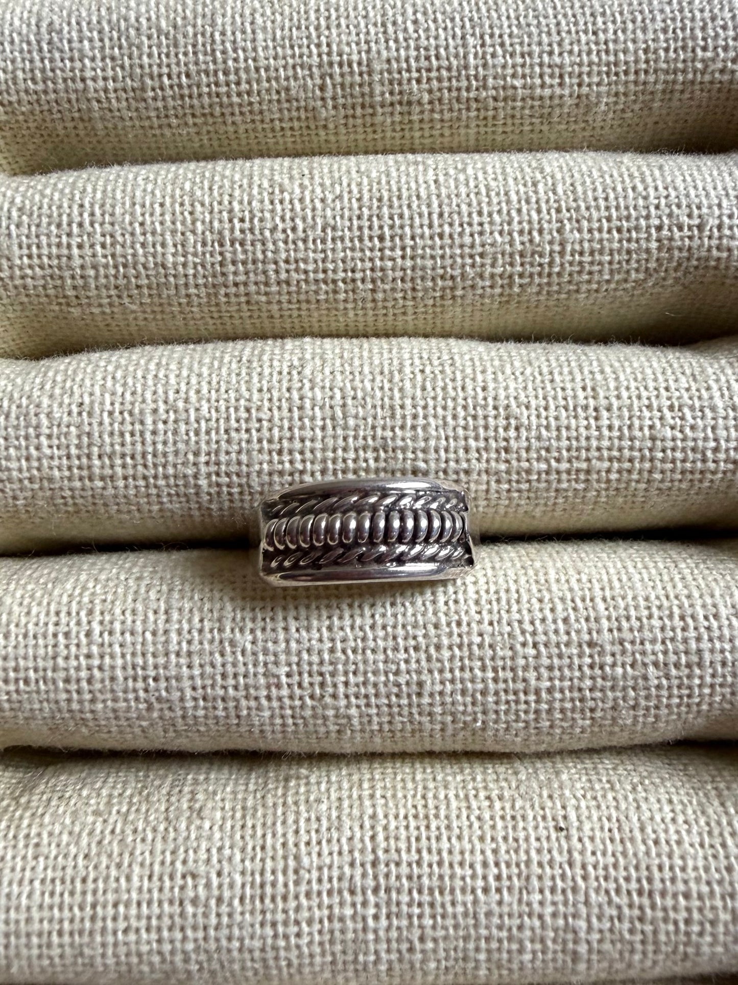 Silver Detail Ring, size 8