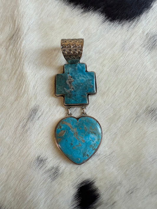 Kingman Turquoise Bleeding Heart Pendant