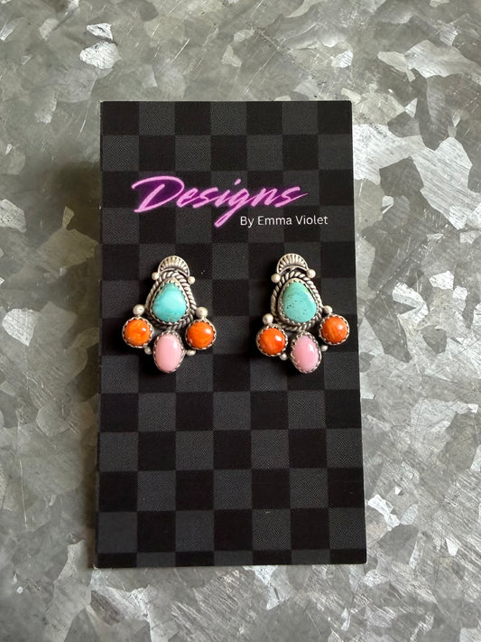 Multi Stone Cluster Studs