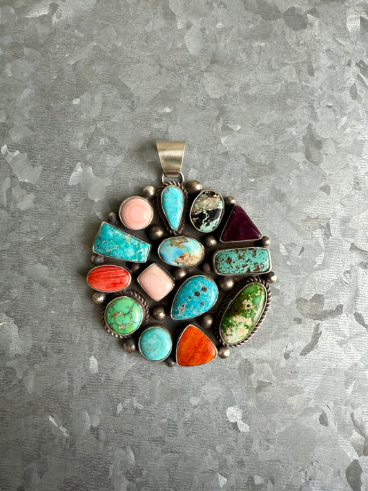 Large Multi Stone Cluster Pendant