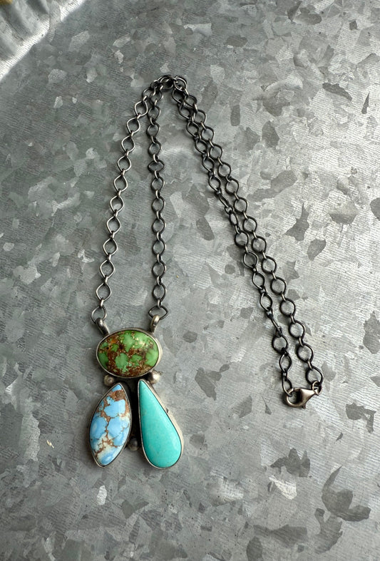 Mixed Turquoise Cluster Neckace