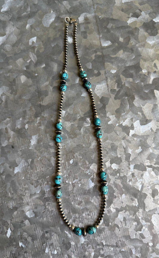 Kingman Turquoise with Pearls
