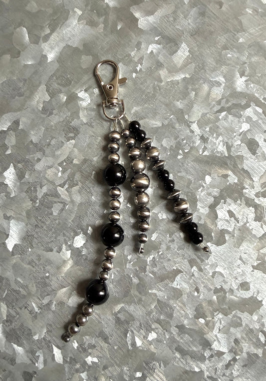 Black Onyx & Pearls Keychain