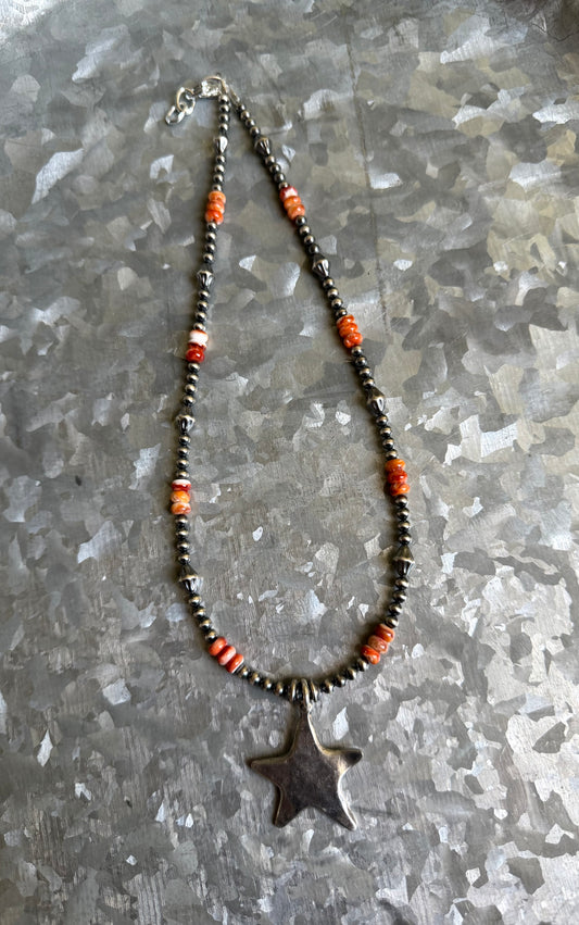 Orange Spiny with Star Pendant