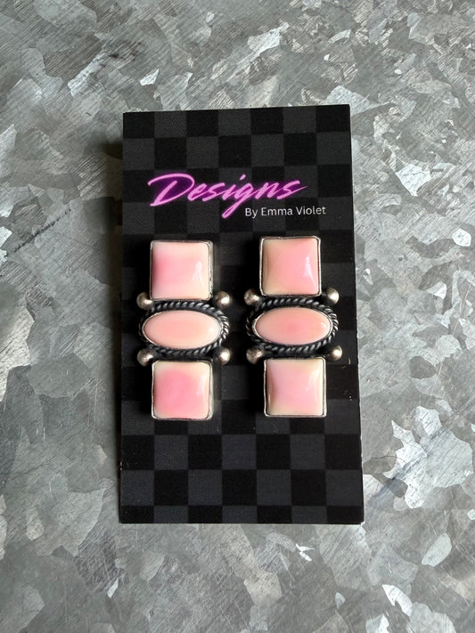 Pink Conch Drop Earrings