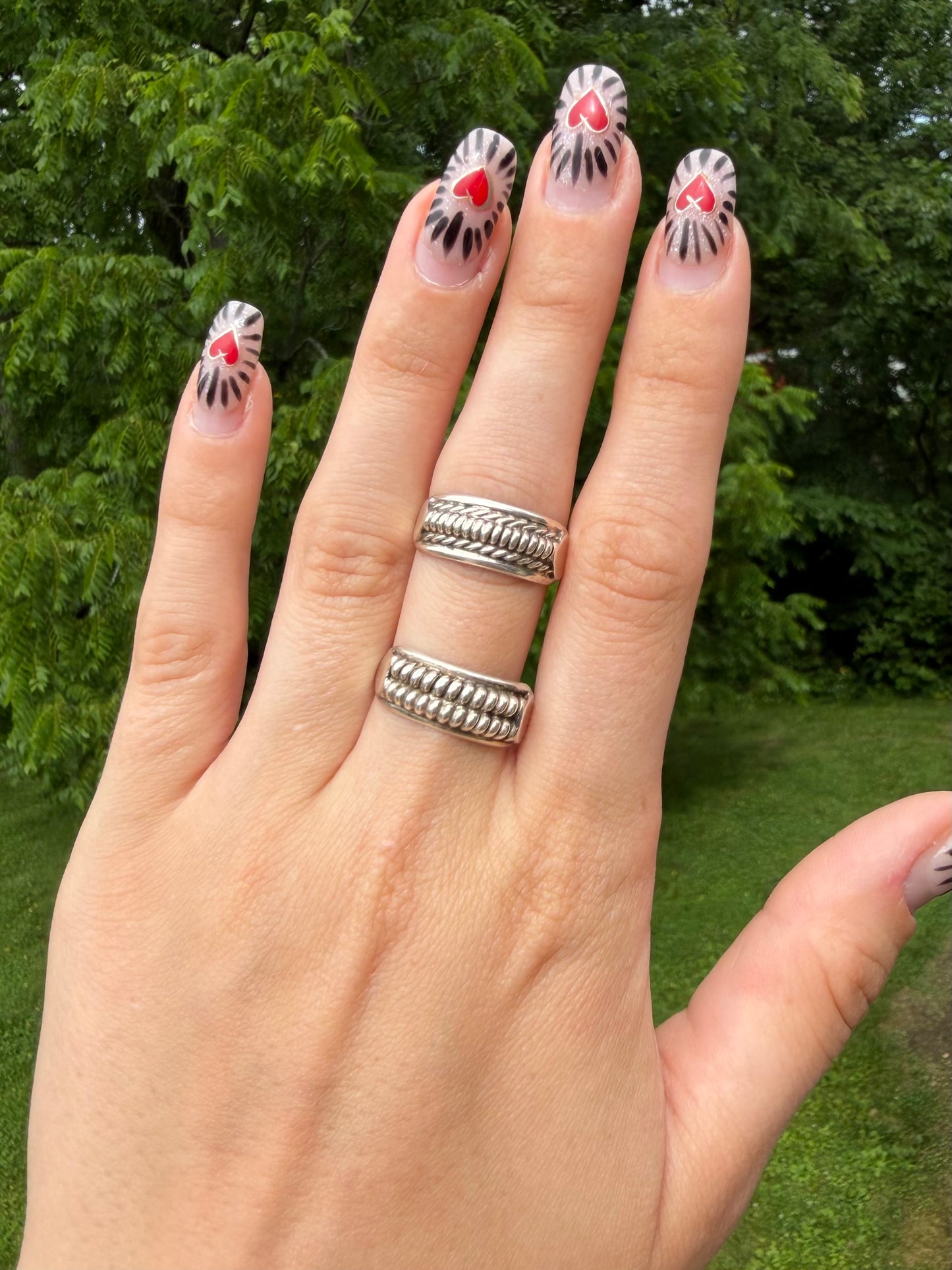 Silver Detail Ring, size 8