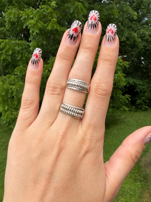 Silver Detail Ring, size 8