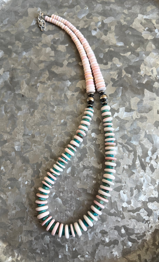 Turquoise & Pink Conch Duo Statement