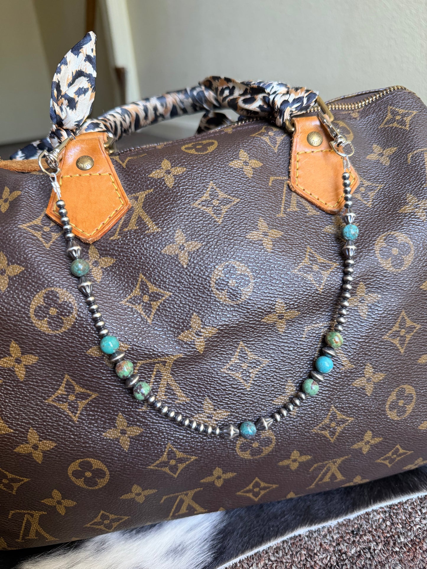 Kingman with Pearls Purse Charm
