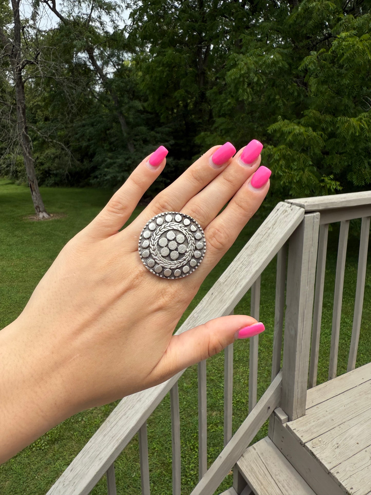 Silver Detail Ring, Adjustable