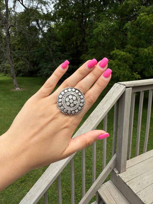 Silver Detail Ring, Adjustable